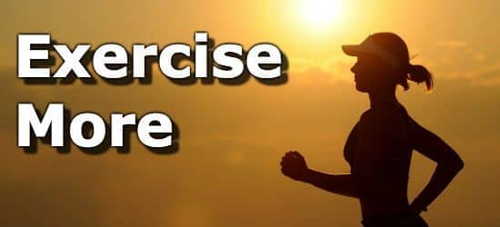 Silouette of a person running and the suggestion to exercise more