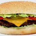 A hamburger with cheese