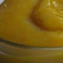 Pureed food in a glass bowl