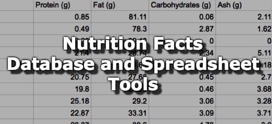 Title Image for Nutrition Facts Database and Spreadsheet Tools